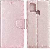 Voor Samsung Galaxy M31 Zijden Textuur Horizontale Flip Leren Case met Houder & Kaartsleuven & Portemonnee & Fotolijst (Rose Goud)