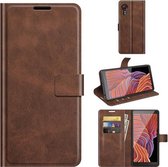 Voor Galaxy Xcover 5 / Xcover 5S Retro Kalfspatroon Gesp Horizontale Flip Leren Case met Houder & Kaartsleuven & Portemonnee (Donkerbruin)