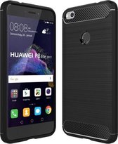 Voor Huawei P8 Lite (2017) geborsteld koolstofvezel textuur schokbestendig TPU beschermhoes (zwart)