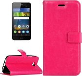 Voor Huawei Y6 Pro Crazy Horse Textuur Horizontale Flip Leren Case met Magnetische Gesp & Houder & Kaartsleuven & Portemonnee & Fotolijst (Magenta)