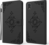 Reliëf Fortune Flower Pattern Horizontale Flip Leather Case met houder & kaartsleuf & portemonnee & lanyard voor iPhone XR (zwart)