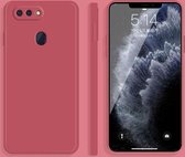 Voor OPPO R15 effen kleur imitatie vloeibare siliconen rechte rand valbestendige volledige dekking beschermhoes (rood)