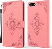 Reliëf Fortune Flower Pattern Horizontale Flip Leren Case met Houder & Kaartsleuf & Portemonnee & Lanyard Voor iPhone SE 2020 & 8 & 7 (Roze)