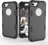 Contrastkleur siliconen + pc schokbestendig hoesje voor iPhone 8/7 (zwart)