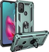 Voor Motorola Moto G10 / G30 schokbestendige TPU + pc-beschermhoes met 360 graden roterende houder (groen)