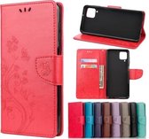 Voor Samsung Galaxy A12 5G vlinderbloempatroon horizontale flip lederen tas met houder & kaartsleuven en portemonnee (rood)