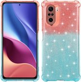 Voor Xiaomi Redmi K40 Gradient Glitter Poeder Schokbestendig TPU Beschermhoes (Oranje Blauw)