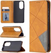 Voor Huawei P50 Rhombus Texture Horizontale Flip Magnetische Leren Case met Houder & Kaartsleuven (Geel)