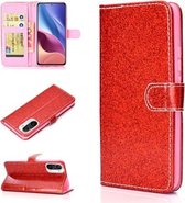 Voor Samsung Galaxy A72 5G / 4G Glitter Poeder Horizontale Flip Leren Case met Kaartsleuven & Houder & Fotolijst & Portemonnee (Rood)
