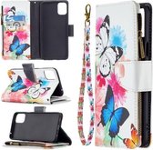 Voor LG K42 Gekleurde Tekening Patroon Rits Horizontale Flip Leren Case met Houder & Kaartsleuven & Portemonnee (Twee Vlinders)