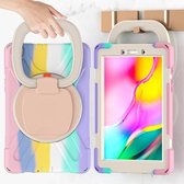 Voor Samsung Galaxy Tab A 8.0 (2019) T290 / T295 siliconen + pc-beschermhoes met houder en schouderriem (kleurrijk roze)