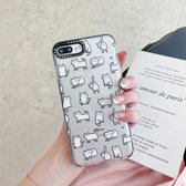 Dubbele kleur TPU-patroon beschermhoes voor iPhone SE 2020/8/7 (witte katten)