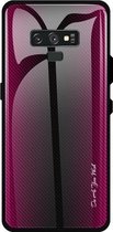 Voor Galaxy Note 9 Texture Gradient Glass beschermhoes (Rose Red)