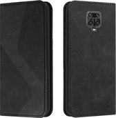 Voor Xiaomi Redmi Note 9S / Note 9 Pro Skin Feel Magnetisch S-type Effen Kleur Horizontale Flip Lederen Case met Houder & Kaartsleuf & Portemonnee (Zwart)
