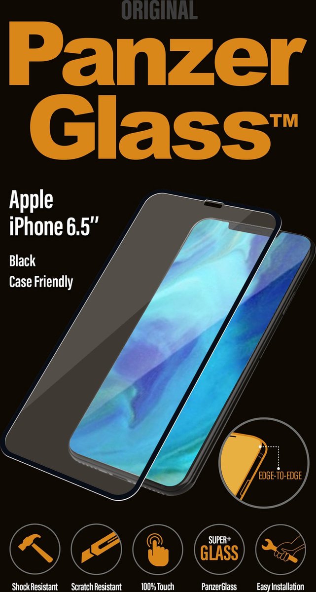 PanzerGlass Apple iPhone XS Max Case Friendly Screenprotector Zwart