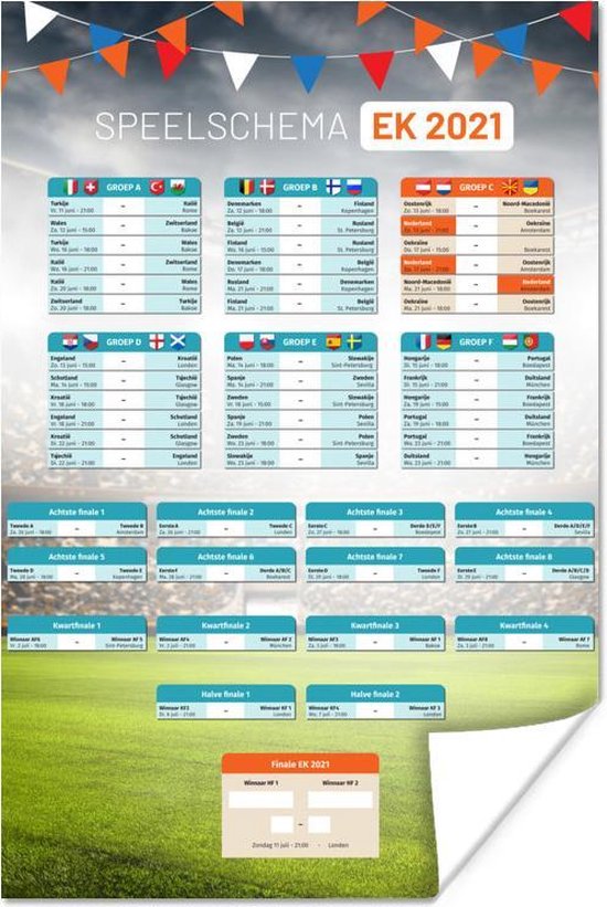 Poster Speelschema Ek Voetbal 2021 80x120 Cm Bol Com
