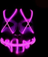 Halloween Terror Ghost Cosplay-masker LED-lichtgevend flitsmasker (roze licht)