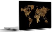 Laptop sticker - 14 inch - Wereldkaart - Goud - Luxe - Aarde - Zwart - 32x5x23x5cm - Laptopstickers - Laptop skin - Cover