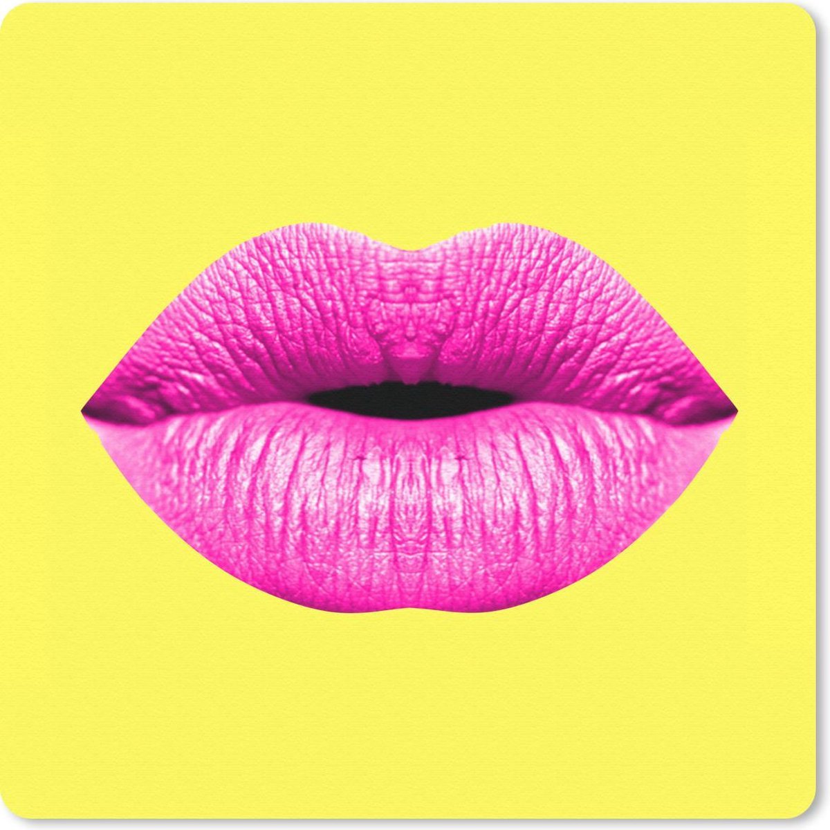Muismat 20x20 cm - Mousepad Lippen - Roze - Geel - Muismatten