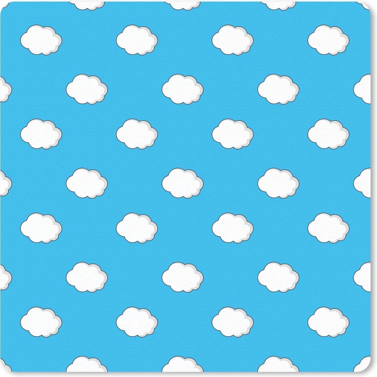 Muismat 30x30 cm - Mousepad Zomer - Wolken - Blauw - Muismatten