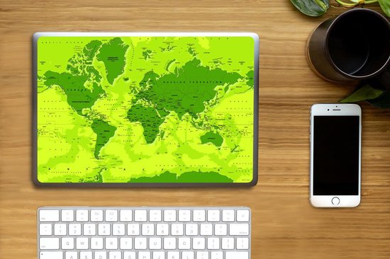 Autocollant pour ordinateur portable - 12,3 pouces - Wereldkaart - Robuste - Violet - 30x22cm - Autocollants pour ordinateur portable - Skin pour ordinateur portable - Housse