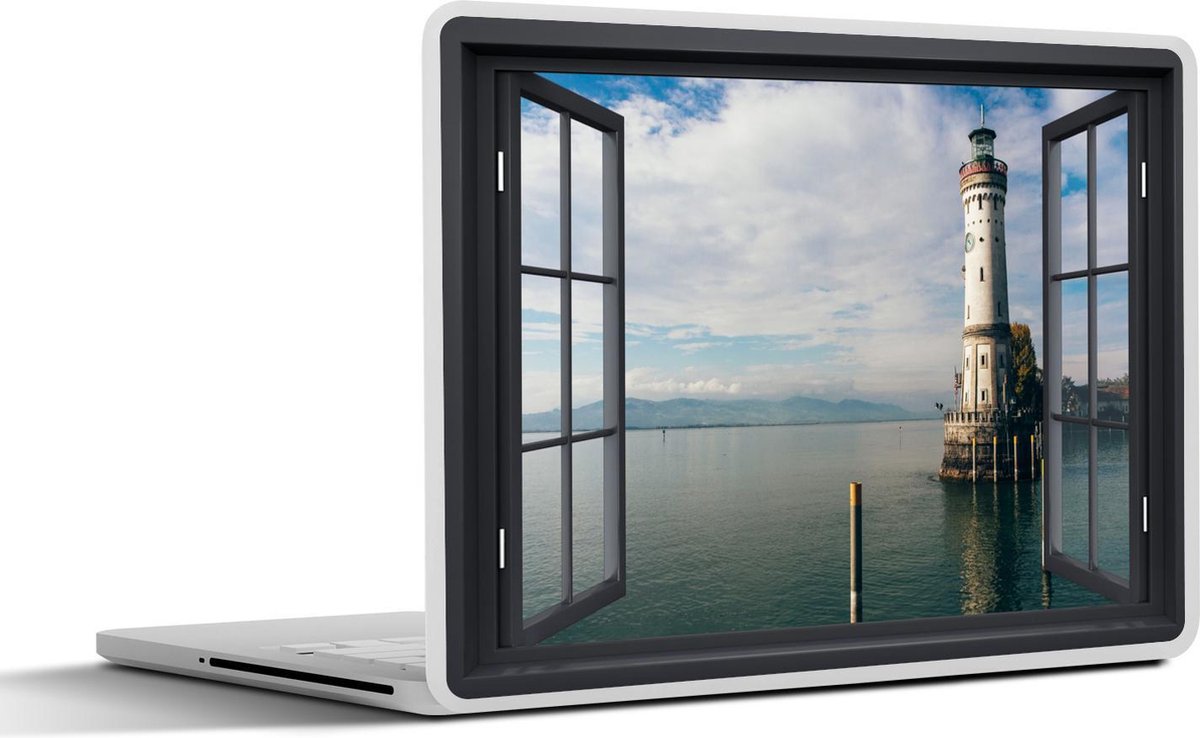 Laptop sticker - 11.6 inch - Doorkijk - Water - Vuurtoren - 30x21cm - Laptopstickers - Laptop skin - Cover