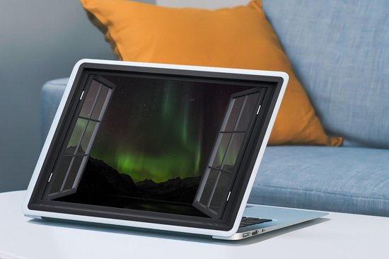 Autocollant pour ordinateur portable - 17,3 pouces - Voir à travers - Aurores boréales - Vert - 40x30cm - Autocollants pour ordinateur portable - Peau pour ordinateur portable - Couverture