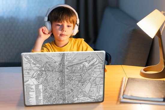 Laptop sticker - 14 inch - Stadskaart - Amsterdam - Antiek - 32x5x23x5cm - Laptopstickers - Laptop skin - Cover