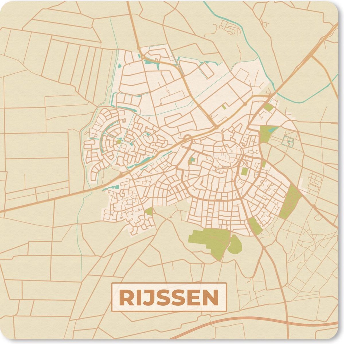 Muismat 30x30 cm - Mousepad Kaart - Rijssen - Vintage - Muismatten