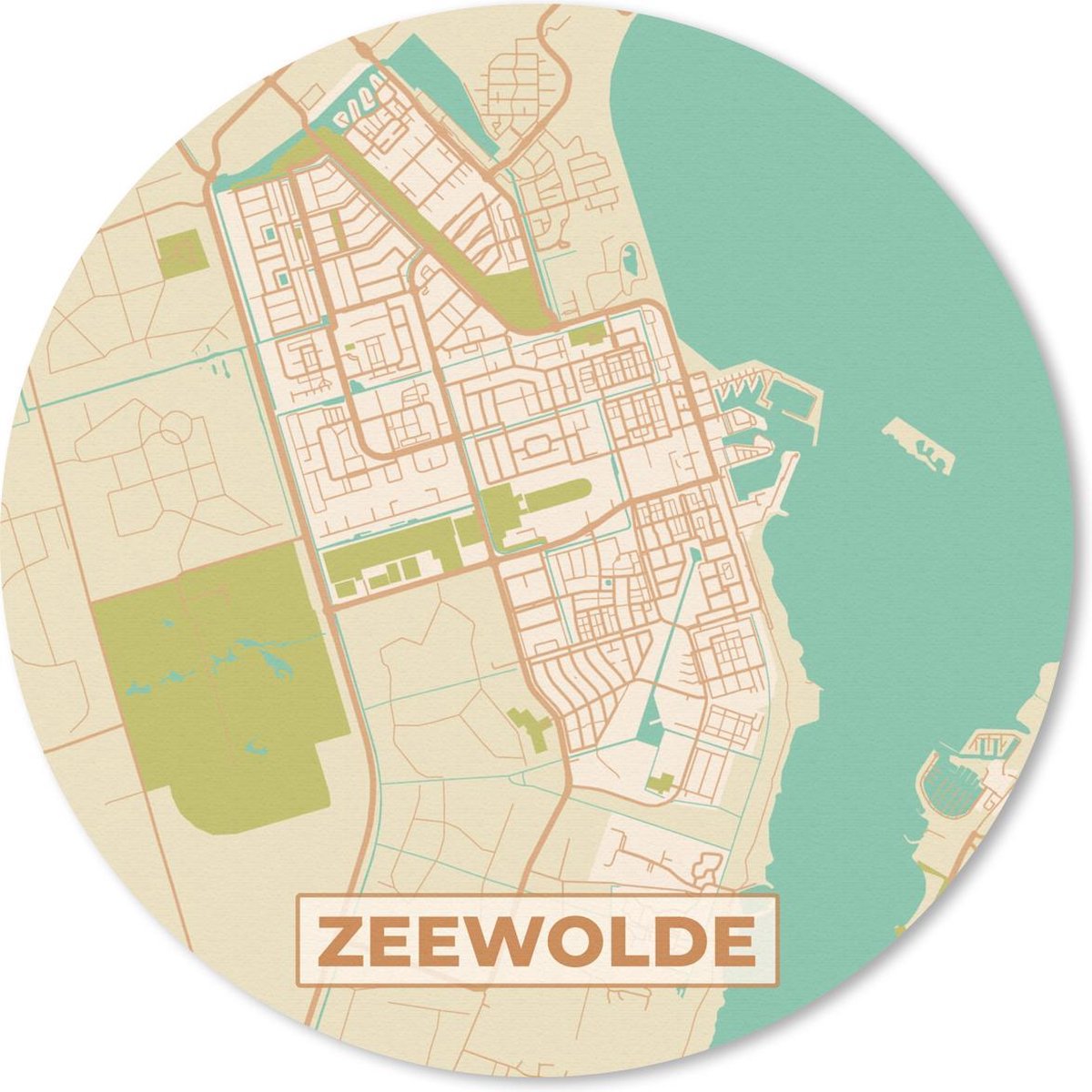 Muismat rond 20x20 cm - Mousepad Kaart - Zeewolde - Vintage - Ronde muismatten