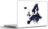 Laptop sticker - 13.3 inch - Kaart Europa - Aquarelverf - Blauw - 31x22,5cm - Laptopstickers - Laptop skin - Cover