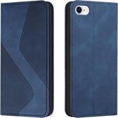 Skin Feel Magnetisch S-type Effen Kleur Horizontale Flip Leren Hoes Met Houder & Kaartsleuf & Portemonnee Voor iPhone SE 2020/8/7 (Blauw)