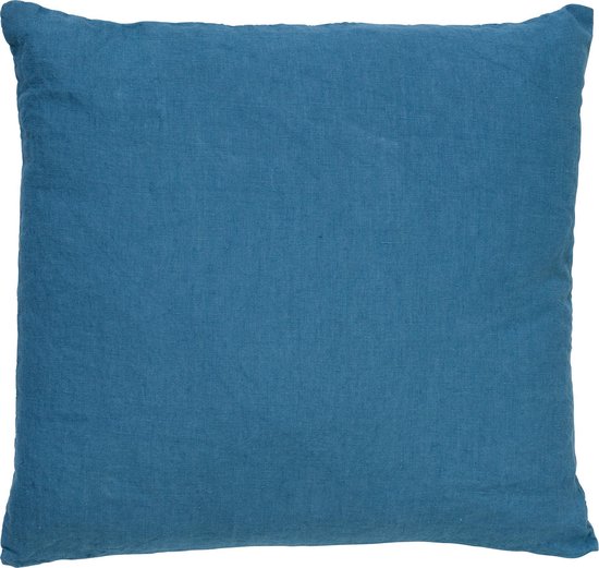 Dutch Decor LINN - Kussenhoes 45x45 cm - 100% linnen - effen kleur - Provincial Blue - lichtblauw - met rits