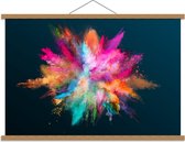 Schoolplaat – Gekleurde Explosie op Blauwe Achtergrond - 90x60cm Foto op Textielposter (Wanddecoratie op Schoolplaat)