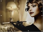 Vintage Glamour Dame - Foto op Tuinposter - 100 x 75 cm