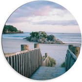 Dibond Wandcirkel - Trap naar het Strand - 60x60cm Foto op Aluminium Wandcirkel (met ophangsysteem)