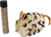 Flamingo Sikske Pluche Muis + Catnip Bruin Zwart 19Cm