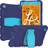 3-laags beschermingsschermframe + pc + siliconen schokbestendige combinatiehoes met houder voor iPad mini 5/4 (marineblauw + blauw)