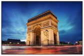Arc de Triomphe bij blauwe avondgloed in Parijs  - Foto op Akoestisch paneel - 90 x 60 cm