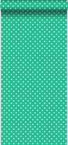 ESTAhome behang kleine stippen groen - 138104 - 53 cm x 10,05 m