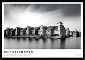 Poster Reitdiephaven Groningen - A3 - 30 x 40 cm - Inclusief lijst (Zwart MDF)