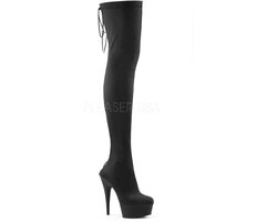 DELIGHT-3003 (EU 39 = US 9) 6 Heel, 1 3/4 PF Back Lace-Up Thigh Boot, Side Zip