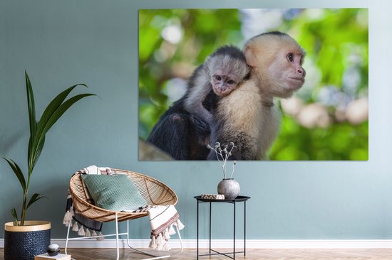 Peintures sur toile - Singe avec ourson au dos - 150x100 cm - Décoration murale