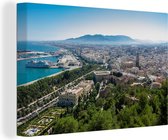 Canvas Schilderij Een luchtfoto van Málaga vanaf een uitkijkpunt Spanje - 90x60 cm - Wanddecoratie