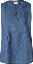 s.Oliver Blouse Dames Mouwloos - Regular Fit - V Hals - 100% Linnen - Donkerblauw - Maat XS (34)