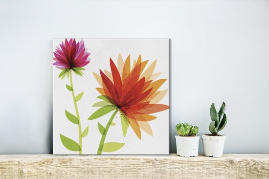 Une toile d'illustration abstraite design floral 20x20 cm - petit - Tirage photo sur toile (Décoration murale salon / chambre)