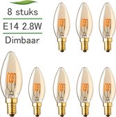 E14 LED lamp - 8-pack - Kaarslamp - 2.3W - Dimbaar - 2000K extra warm wit -  Filament | bol.com