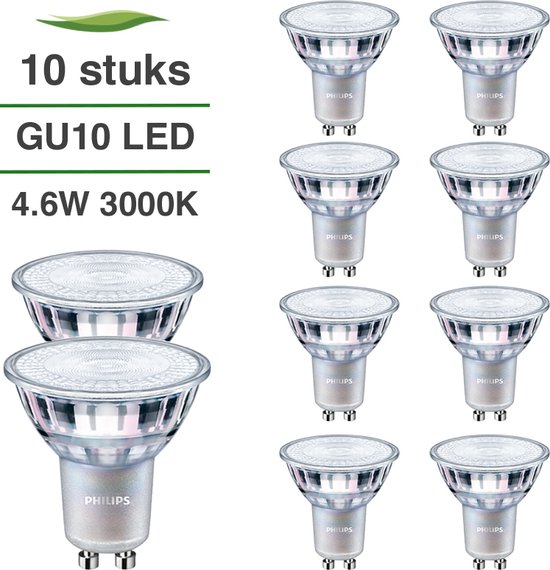 Philips GU10 LED lamp - 10-pack - 4.6W - 3000K warm wit | bol.com