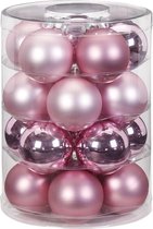 40x stuks glazen kerstballen elegant roze mix 6 cm glans en mat - Kerstboomversiering/kerstversiering