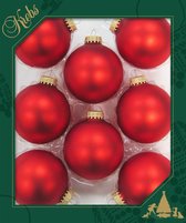 16x stuks glazen kerstballen 7 cm vuurrood kerstboomversiering - Kerstversiering/kerstdecoratie